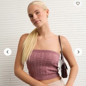 American Eagle Outfitters Strapless Knit Crop Top - Dusty Pink